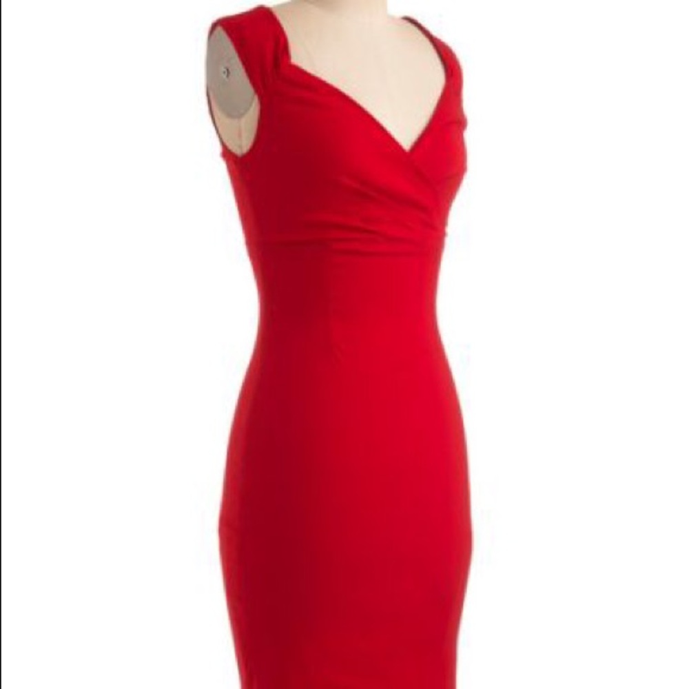 Modcloth Red Midi Sheath Dress